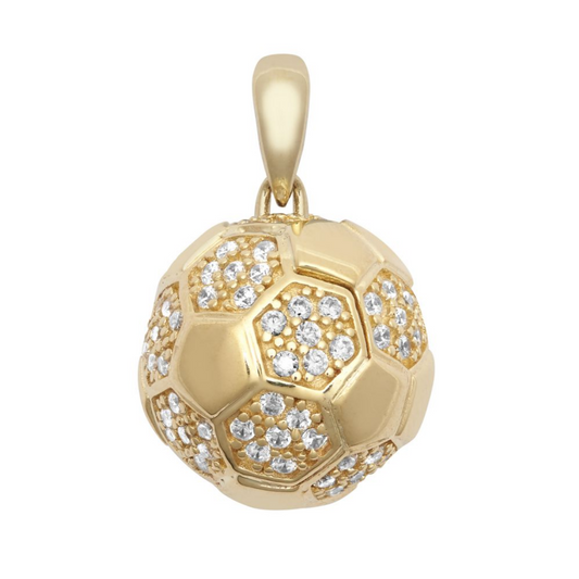 9ct Yellow Gold 22x14mm Zirconia Set Football Pendant (607)