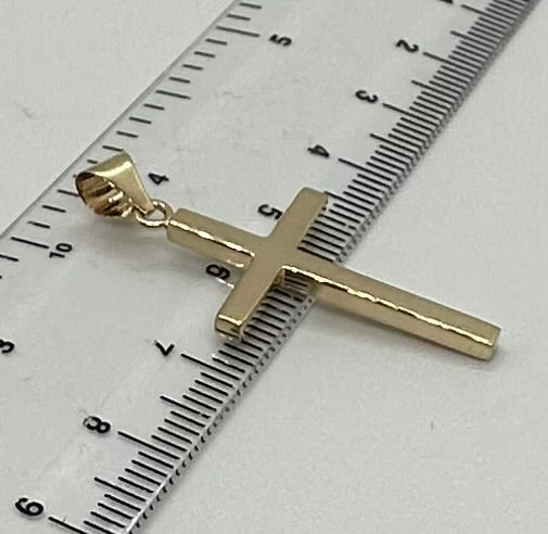 9ct Solid Yellow Gold 40x20mm Plain Polished Cross Pendant