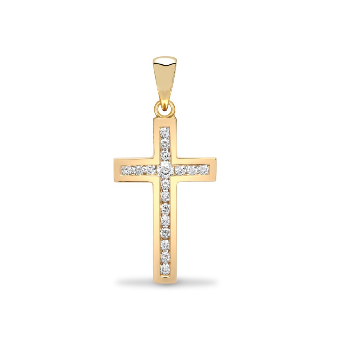 9ct Yellow Gold Cubic Zirconia Set Cross Shaped Pendant (149)