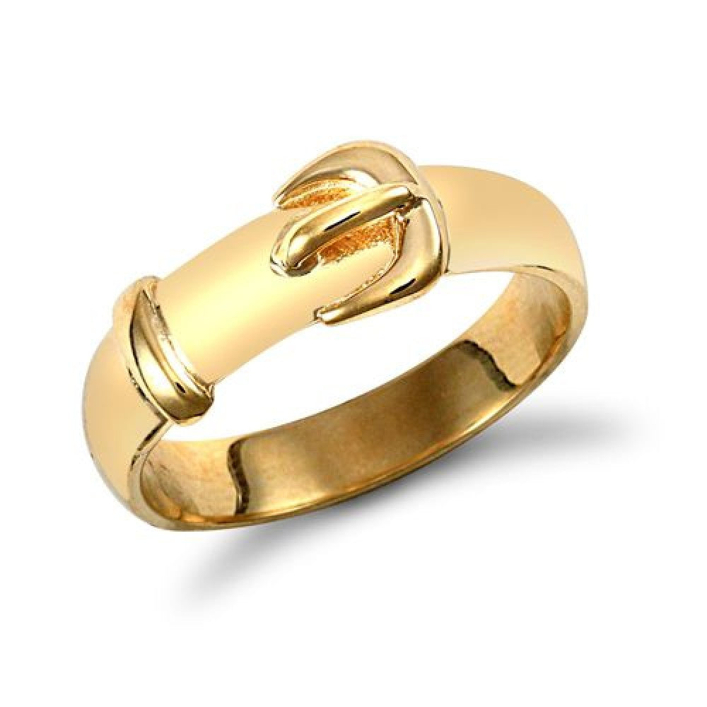 9ct Yellow Gold Polished Buckle Ring 7mm Width, Sizes L to R (019)
