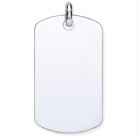 9ct White Gold Polished 38x19mm Plain Dog Tag Pendant  (0658)