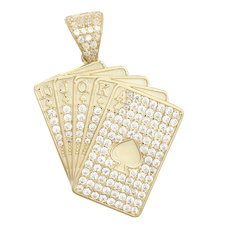 9ct Gold Cubic Zirconia Set Playing Cards Pendant (2088)
