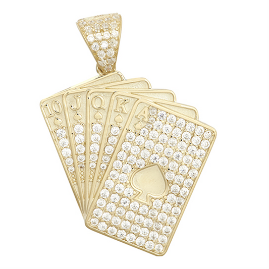 9ct Gold Cubic Zirconia Set Playing Cards Pendant (2088)
