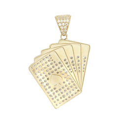 9ct Gold Cubic Zirconia Set Playing Cards Pendant (2088)