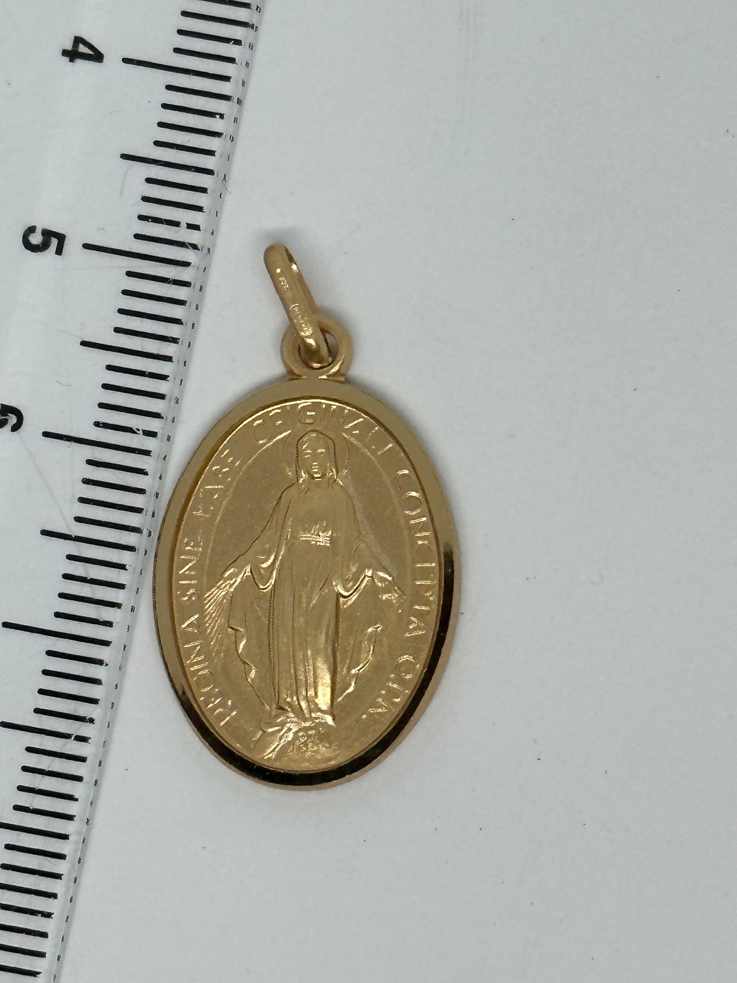 9ct Yellow Gold 30x15mm Solid Miraculous Double Sided Pendant (167)