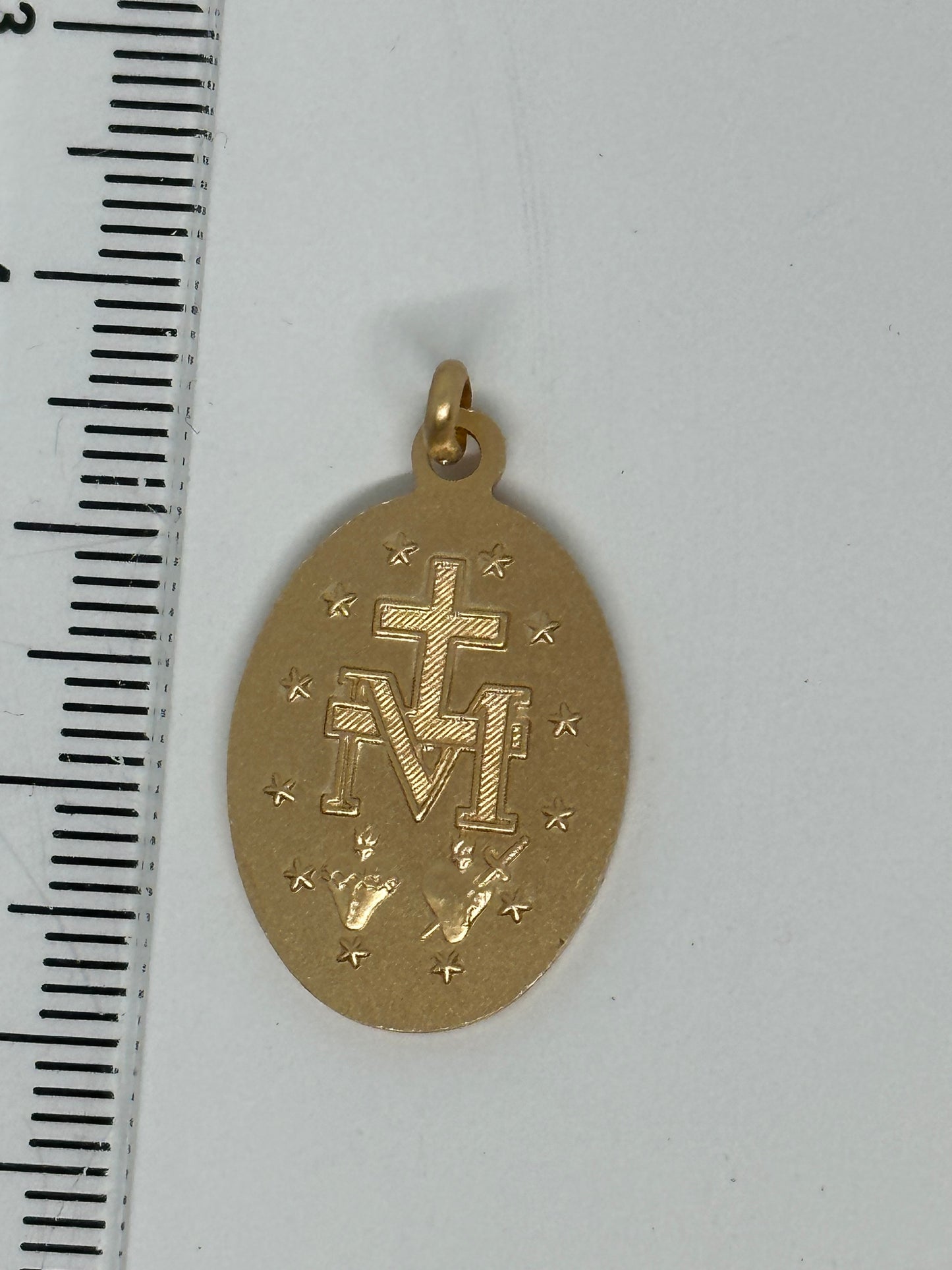 9ct Yellow Gold 30x15mm Solid Miraculous Double Sided Pendant (167)