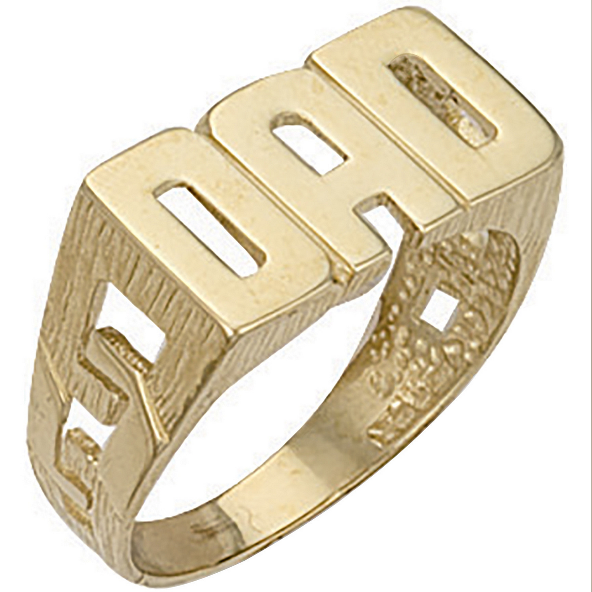 9ct Yellow Gold DAD Mens Designed Ring, Ring sizes P to Z (0276)