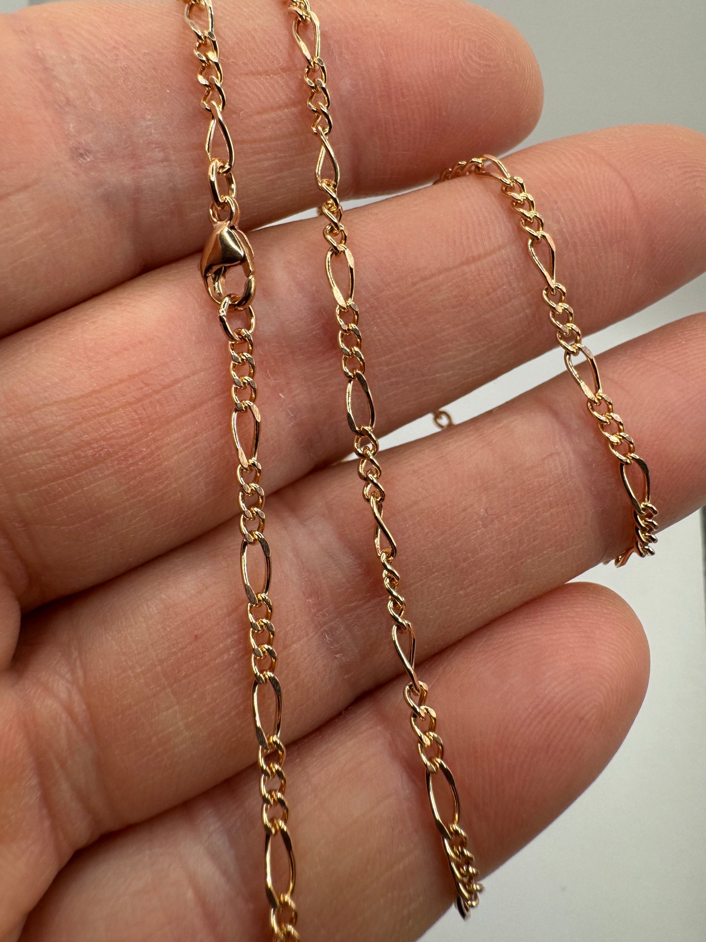 9ct Solid Rose Gold 2.2mm Figaro Style Chain Various Lengths (R24FFG)