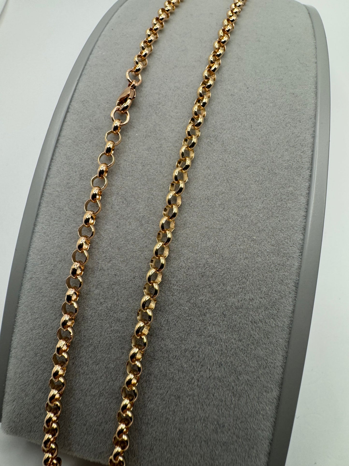 9ct Rose Gold 3.44mm Round Belcher Link Chains Various Lengths (RB1)