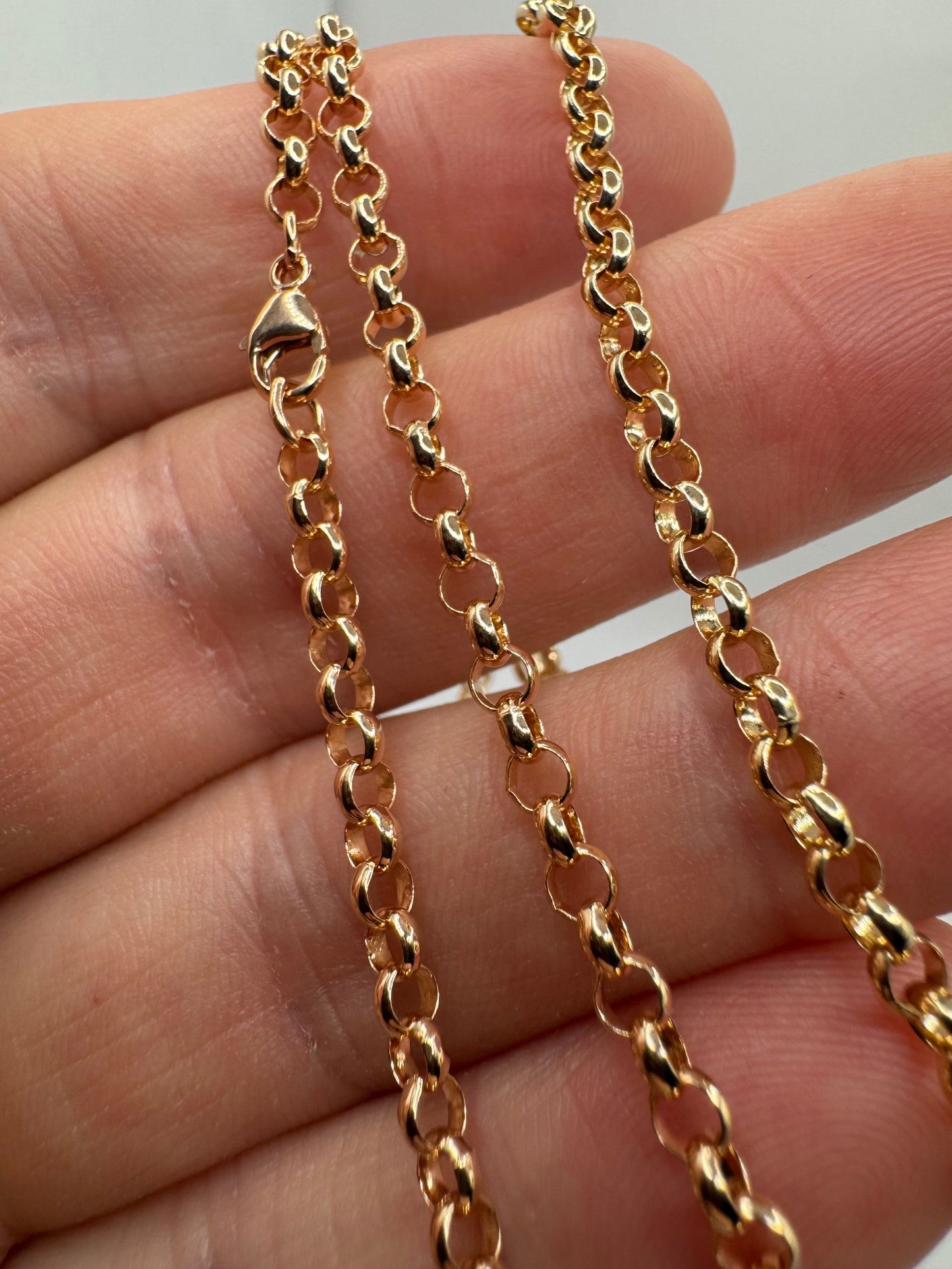 9ct Rose Gold 3.44mm Round Belcher Link Chains Various Lengths (RB1)