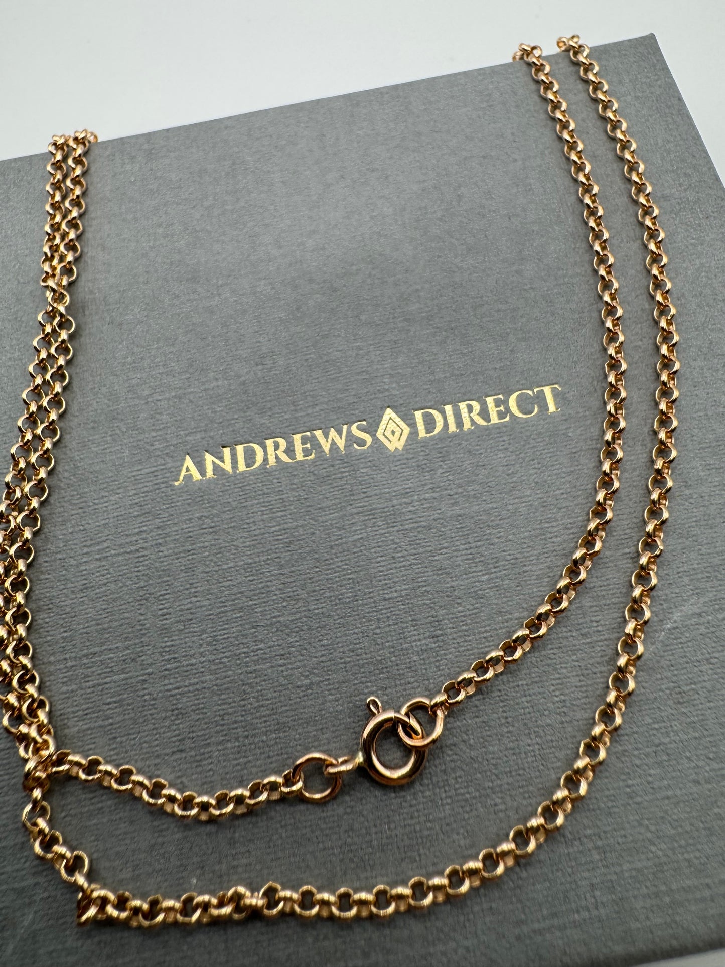 9ct Rose Gold 2.25mm Round Belcher Link Chains Various Lengths (RBBL)