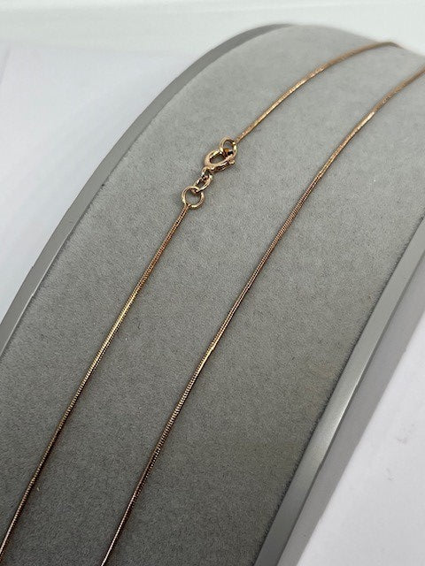 9ct Rose Solid Gold 1mm Snake Chain Various Lengths (RSNM)