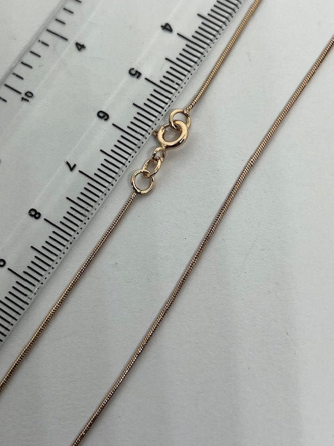 9ct Rose Solid Gold 1mm Snake Chain Various Lengths (RSNM)