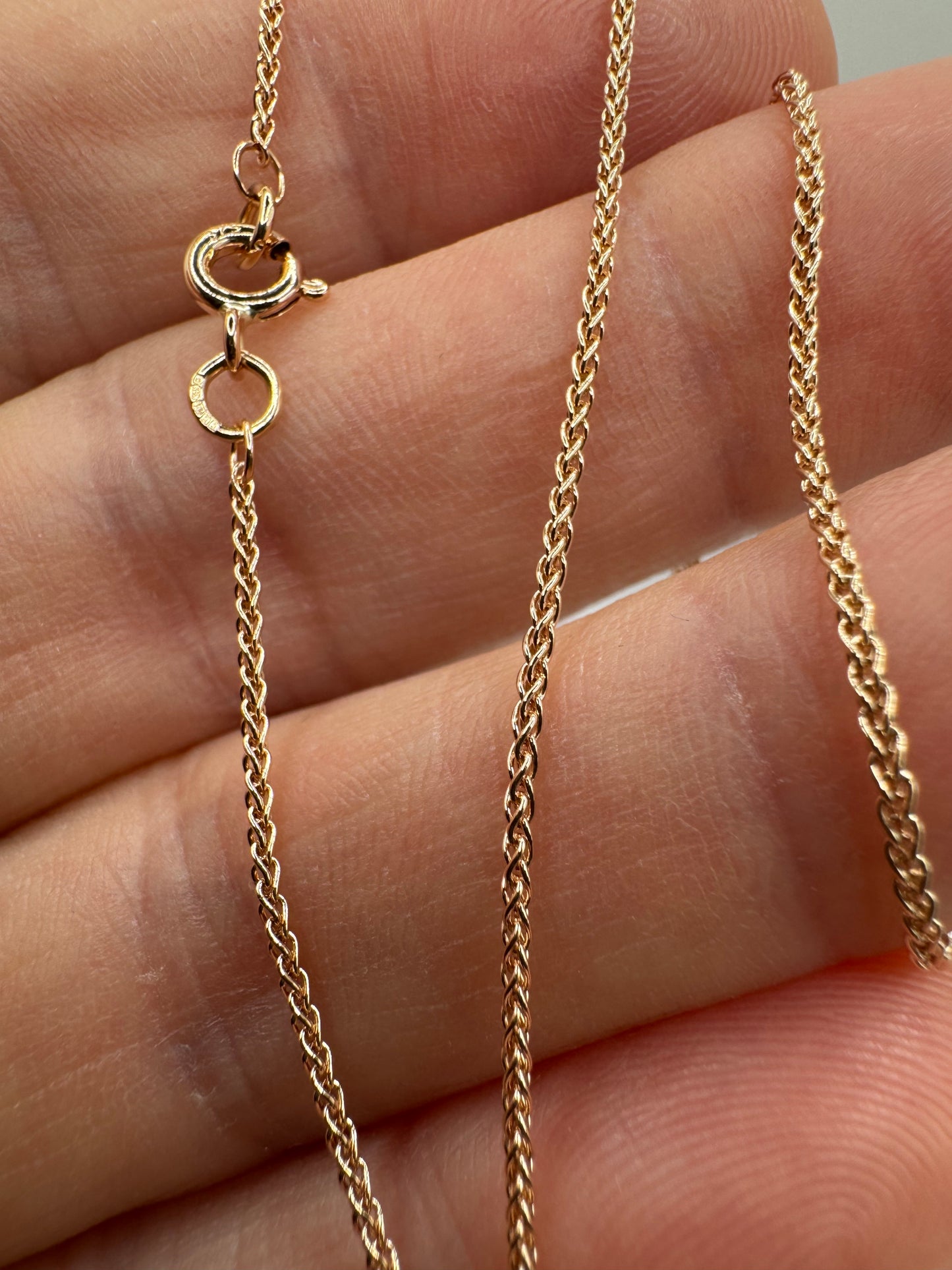 9ct Rose Gold 1.3mm Round Link Spiga Chain Various Lengths (RSP25)