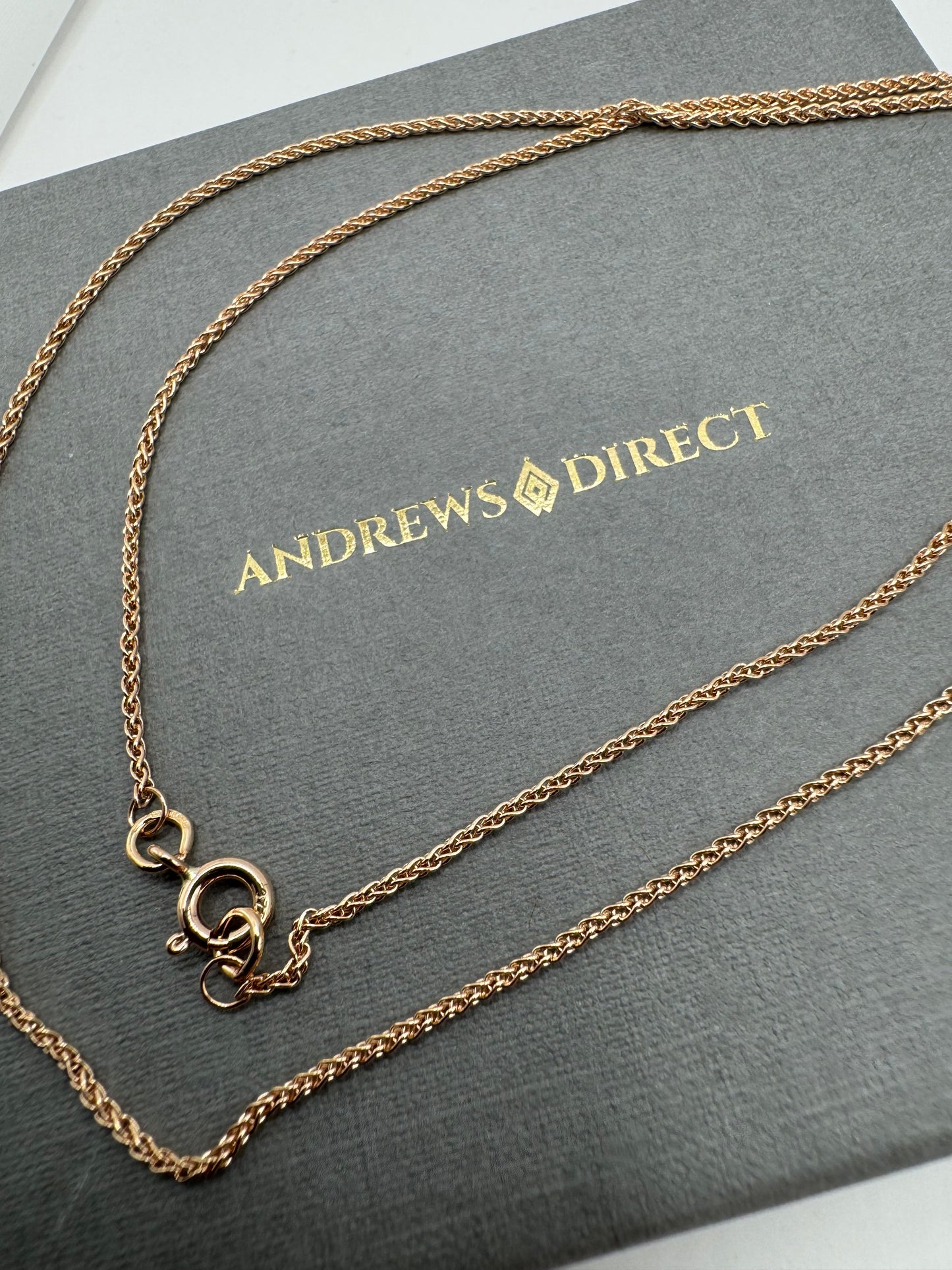 9ct Rose Gold 1.3mm Round Link Spiga Chain Various Lengths (RSP25)