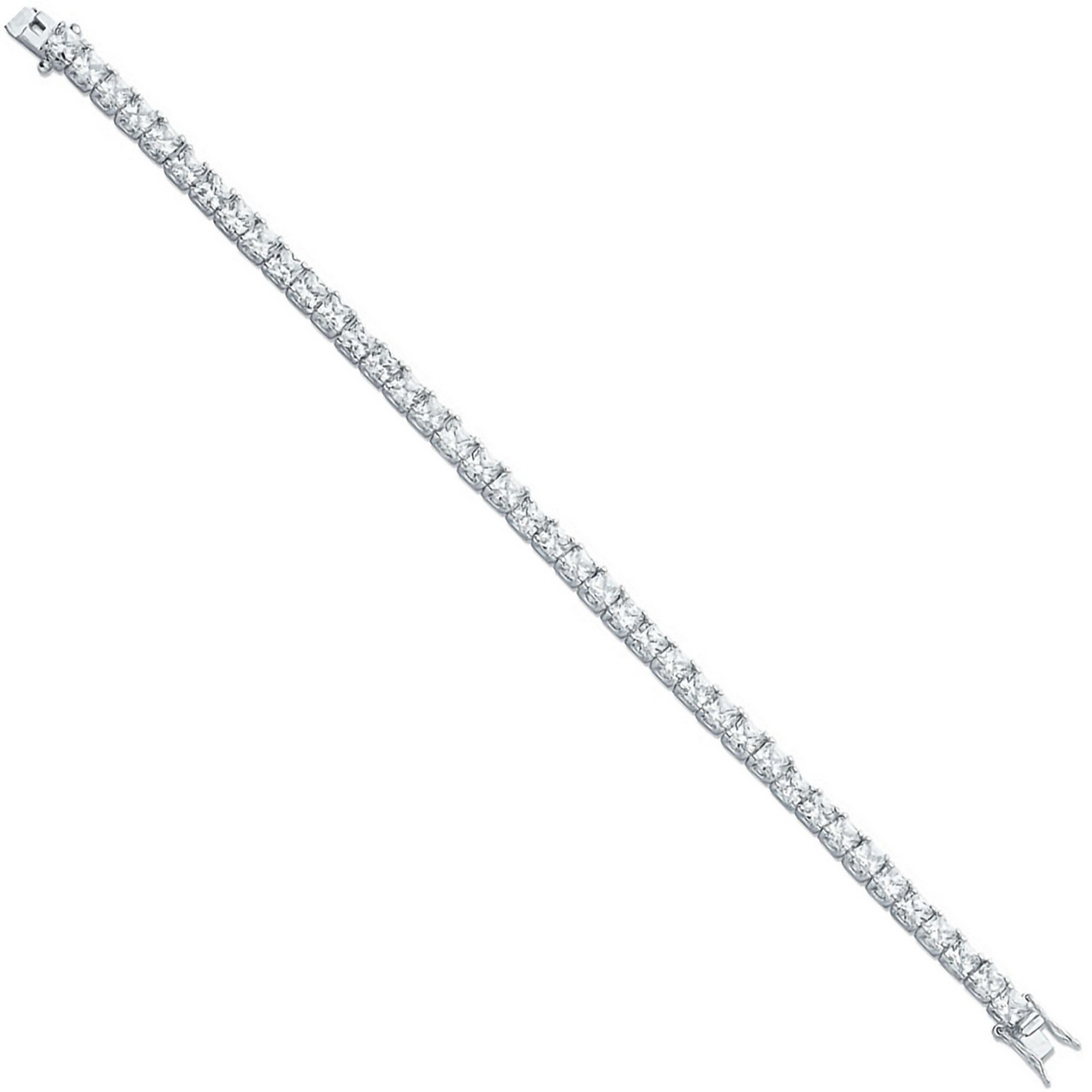 Sterling Silver 4.5mm Princess Cut Zirconia Tennis Bracelet 7.5 Inch (0057)