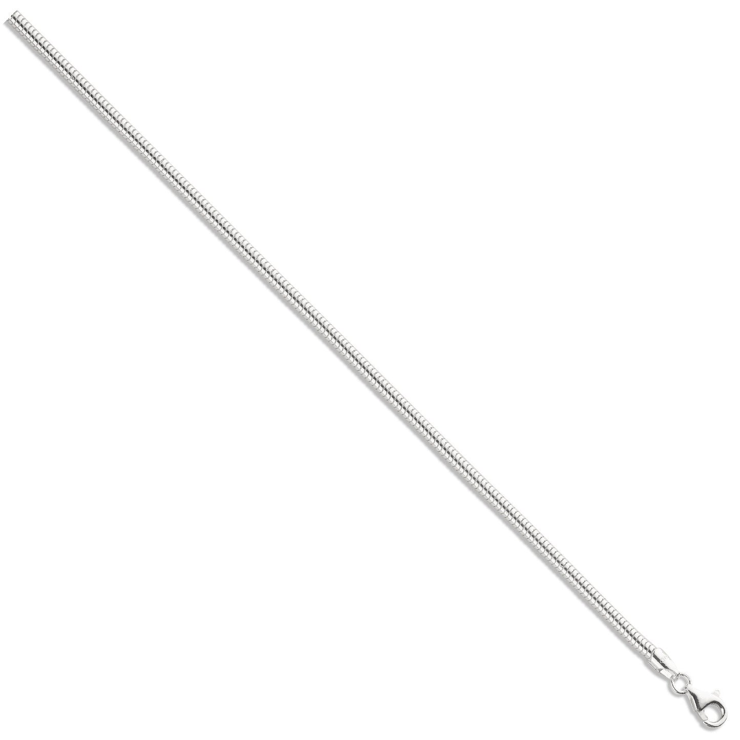 Sterling Silver 3mm Solid Snake Neck Chain Various Lengths (0082)