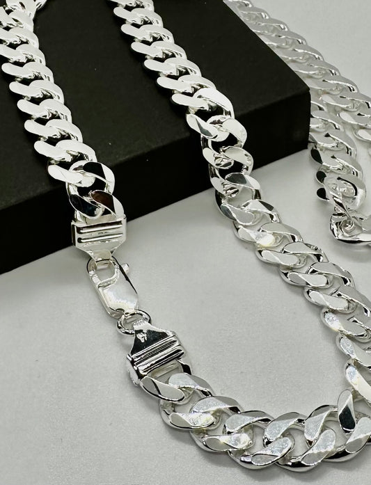 Sterling Silver 9.5mm Heavy Curb Chain Necklace Various Lengths (SCN006)