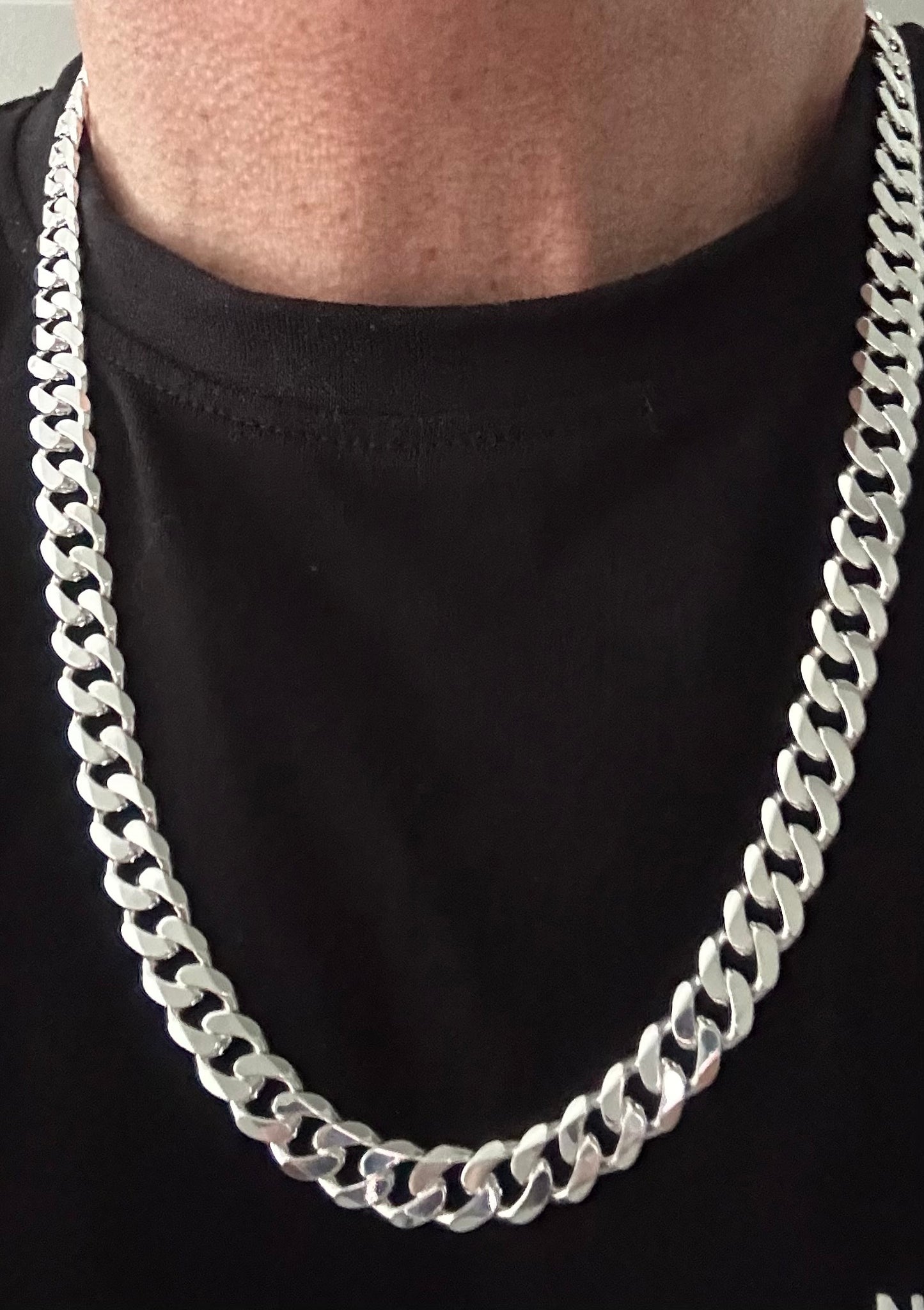Sterling Silver 9.5mm Heavy Curb Chain Necklace Various Lengths (SCN006)