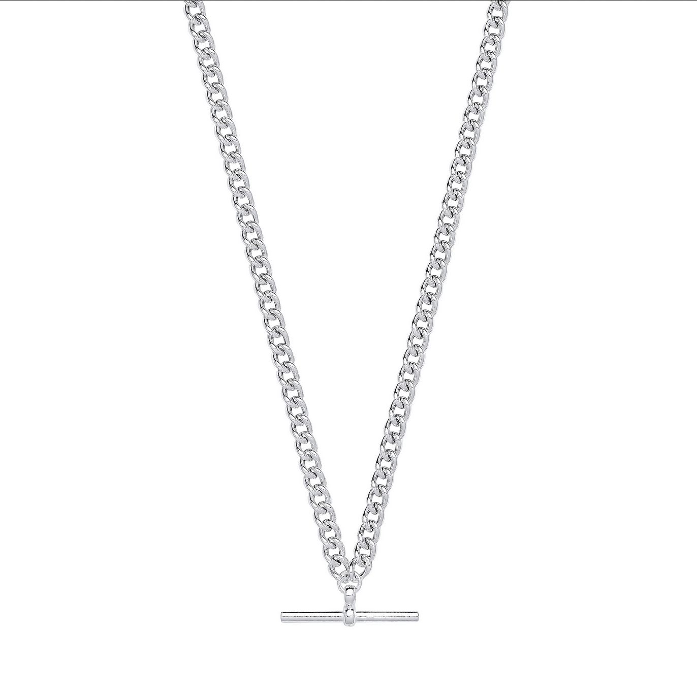Sterling Silver T Bar Curb Chain 18 Inch / 45cm Necklace (0382)