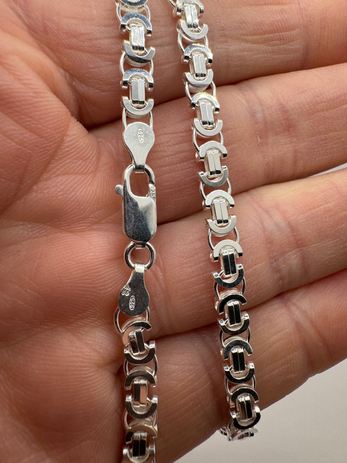 Sterling Silver Mens 5mm Byzantine Chain Various Lengths (1012)