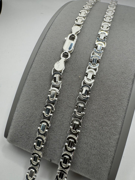 Sterling Silver Mens 5mm Byzantine Chain Various Lengths (1012)