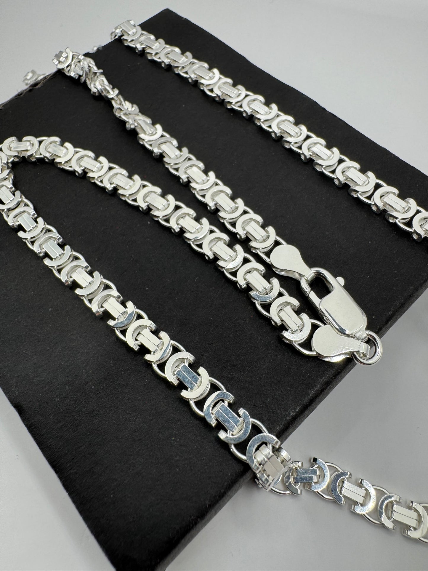 Sterling Silver Mens 5mm Byzantine Chain Various Lengths (1012)