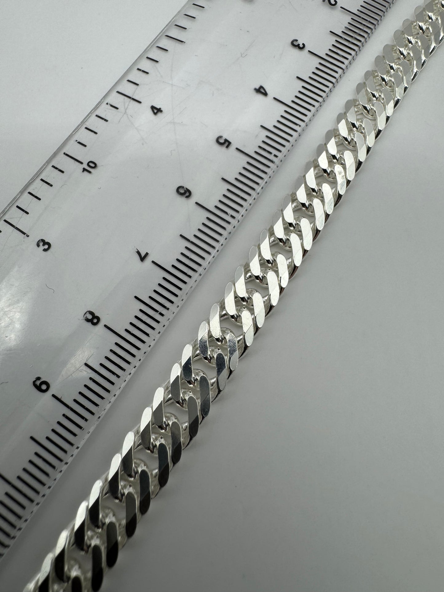 Sterling Silver 6.6mm Double Fancy Curb Link Chain Various Lengths (0413)