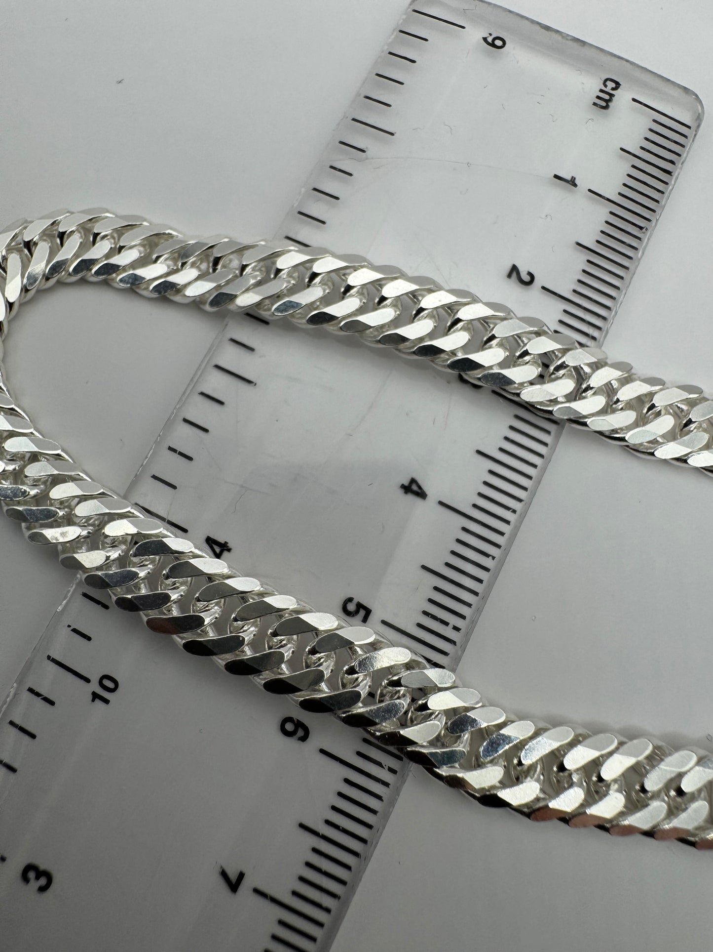 Sterling Silver 6.6mm Double Fancy Curb Link Chain Various Lengths (0413)