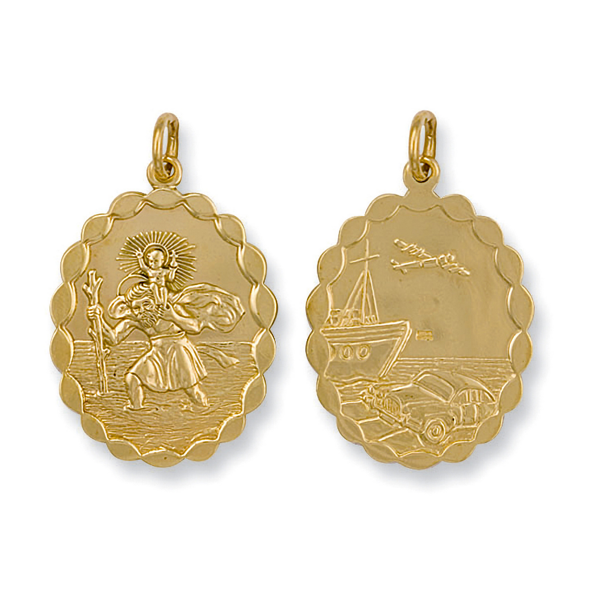 9ct Yellow Gold 33x19.5mm St Christopher Double Side Pendant (0034)