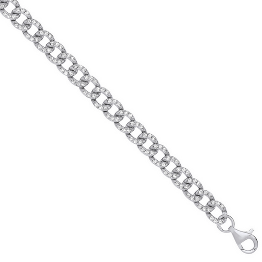 Mens Silver BLING Zirconia Bracelet