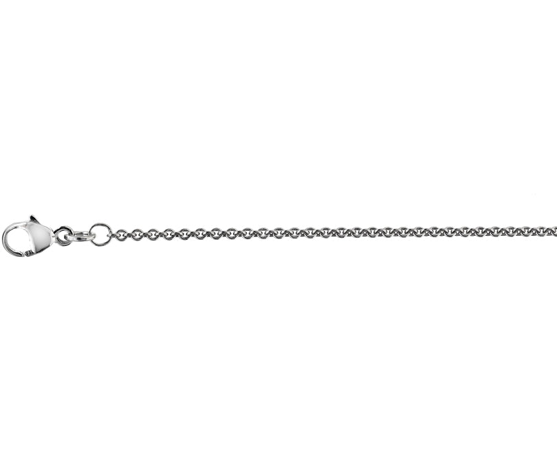 9ct White Gold 1.6mm Solid Round Link Trace Chain Various Lengths (W40CTT)
