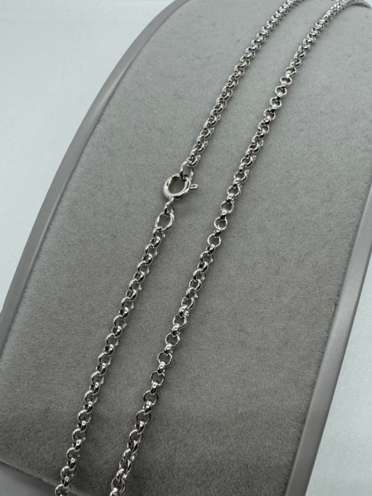 9ct Solid White Gold 2.75mm Round Belcher Link Chains Various Lengths (WBB)