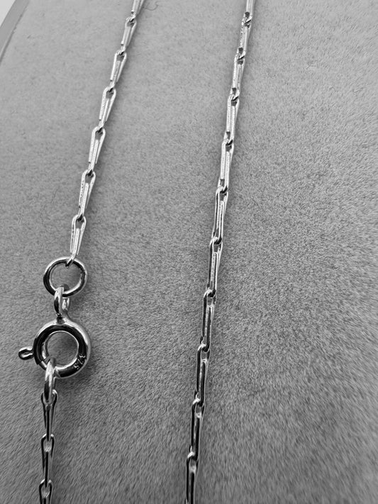 9ct White Gold Solid Hayseed 1.44mm Necklace Chain Various Lengths (WHS2)