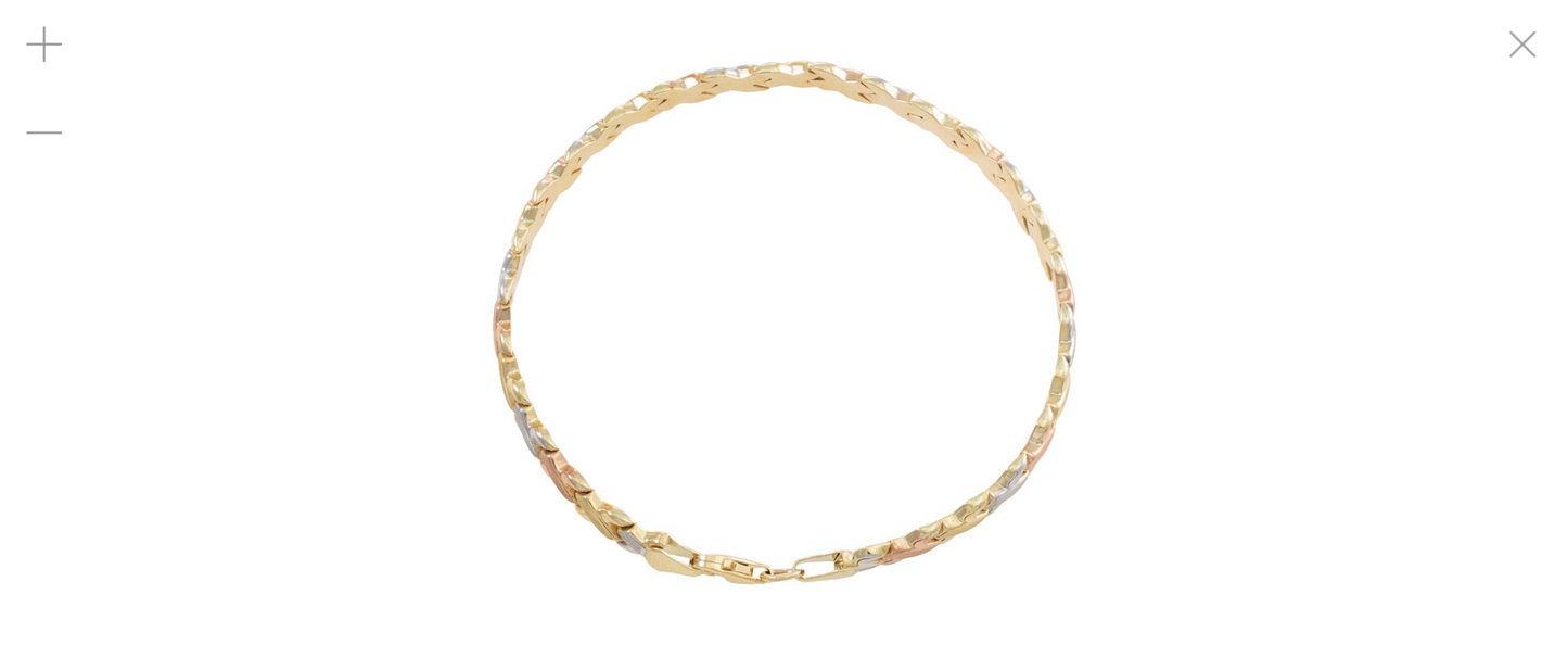 9ct Yellow, White and Rose Gold Kisses 7.5 Inch / 19cm Bracelet (0644)