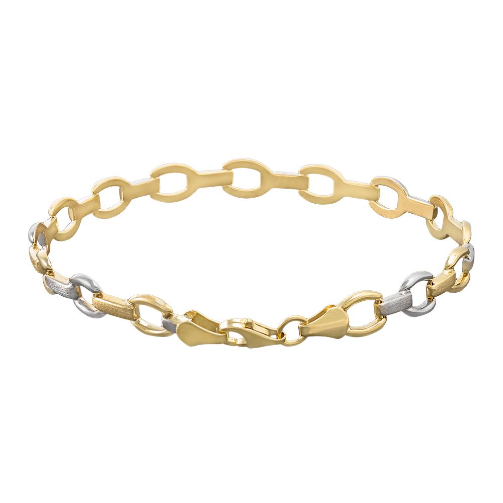 9ct Yellow and White Gold Fancy Link Bracelet 7.5 Inch / 19cm (0643)