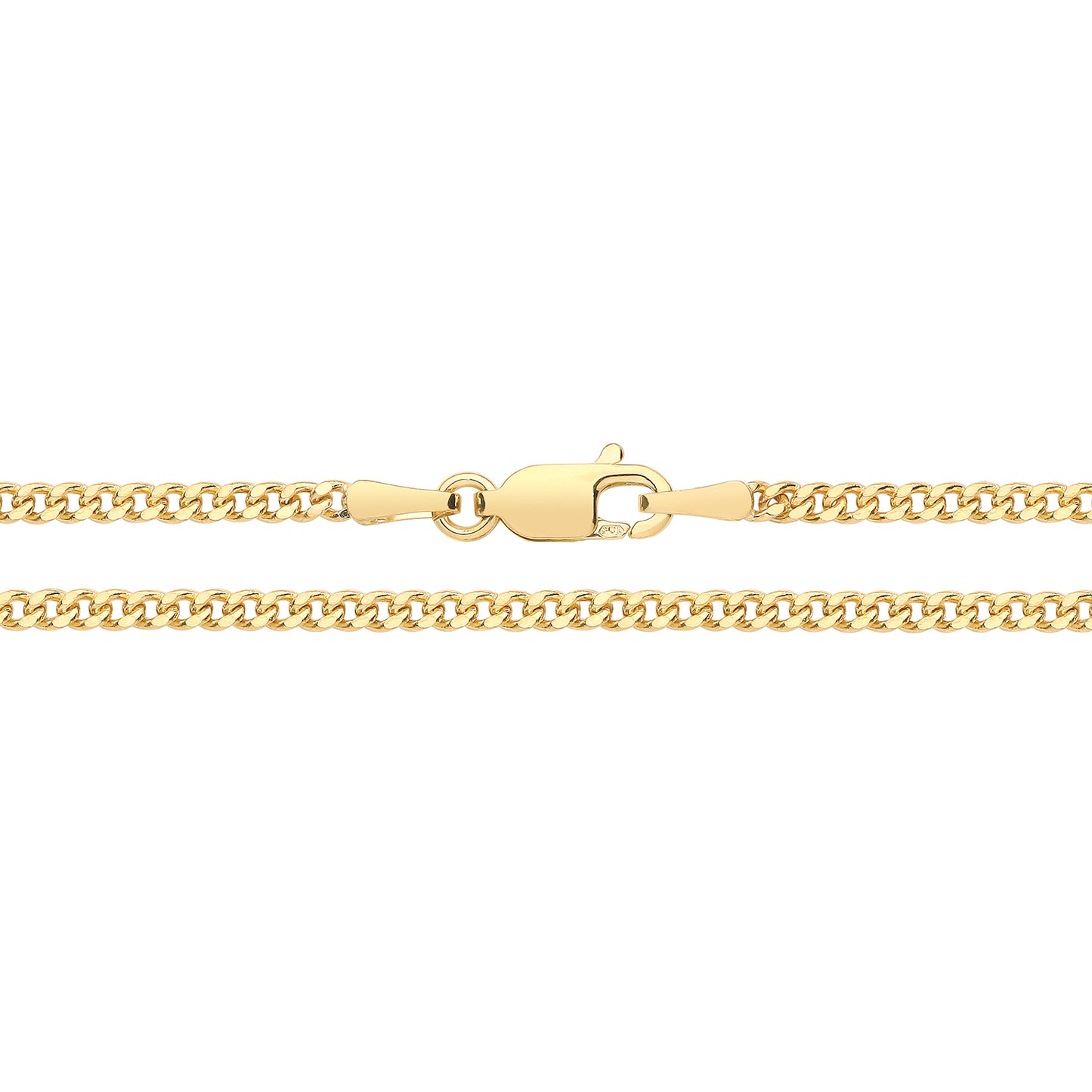 9ct Yellow Gold 2.3mm Semi Solid Curb Chain, Various Lengths (279)