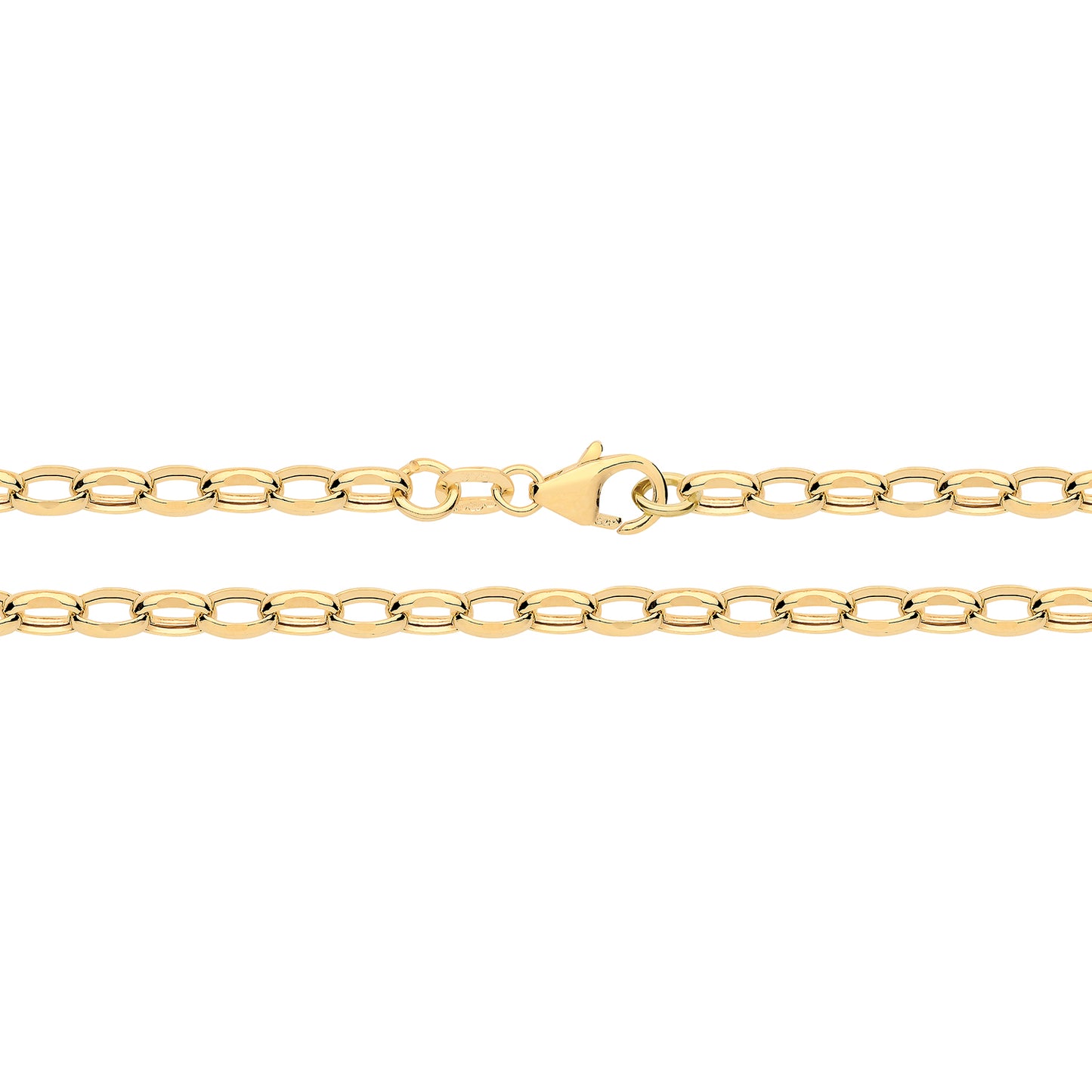 9ct Yellow Gold 3.5mm Diamond Cut Belcher Hollow Chain (371)