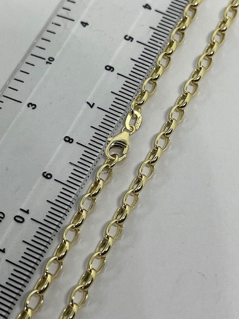 9ct Yellow Gold 3.5mm Diamond Cut Belcher Hollow Chain (371)