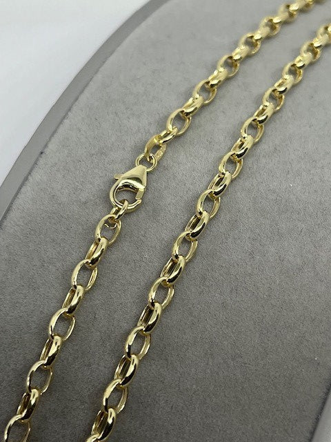 9ct Yellow Gold 3.5mm Diamond Cut Belcher Hollow Chain (371)