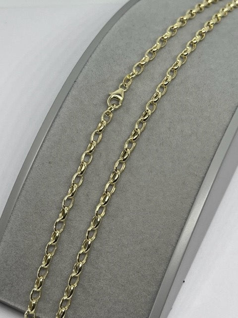 9ct Yellow Gold 3.5mm Diamond Cut Belcher Hollow Chain (371)