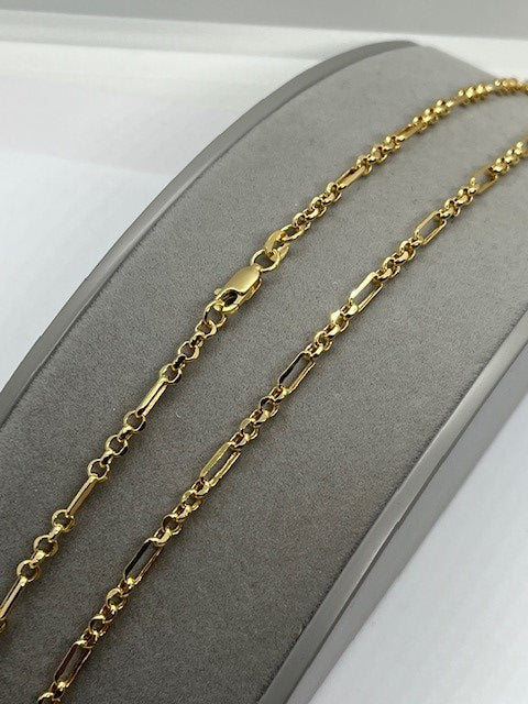 9ct Yellow Gold 3.3mm Fancy Figaro Oval and Round Chain (0545)