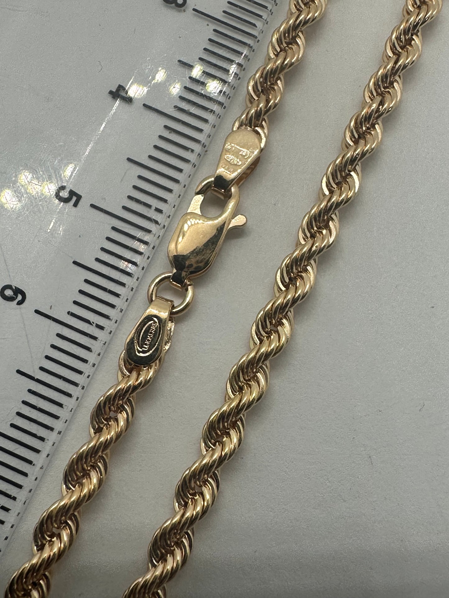 9ct Yellow Gold 3.2mm Hollow Rope Chain Various Lengths (0137)