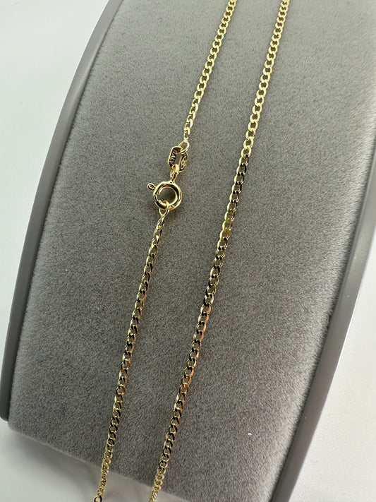 9ct Yellow Gold 1.6mm Solid Flat Curb Chain Various Lengths (0587)