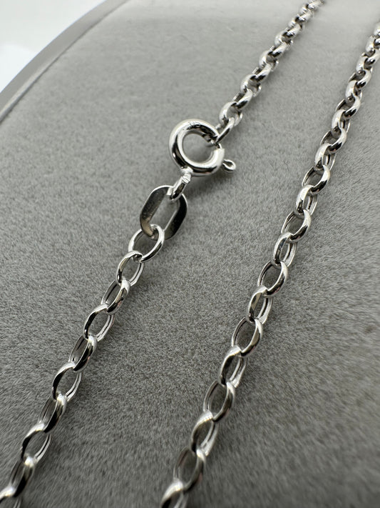 9ct White Gold 1.6mm Hollow Belcher Oval Chain Various Lengths (0608)