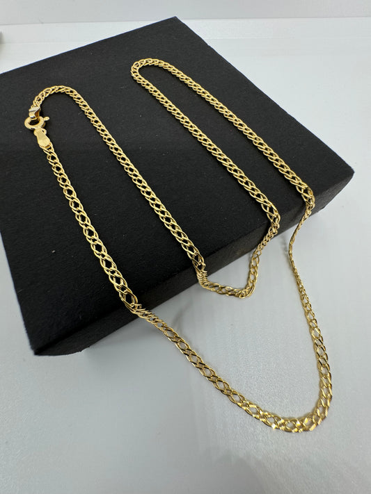 9ct Yellow Gold 2.6mm Hollow Double Curb Link Chain Various Lengths (0584)
