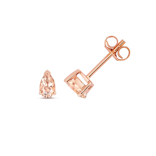 9ct Rose Gold 5x3mm Pink Morganite Earrings (244RM)