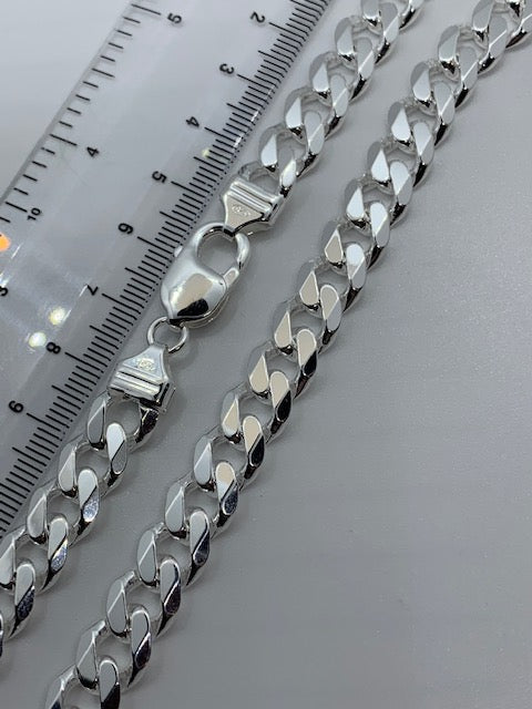 Sterling Silver Mens 9mm Heavy Classic Curb Neck Chain (1004)