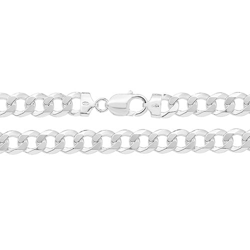 Sterling Silver 10mm Flat Classic Curb Neck Chain (1071)