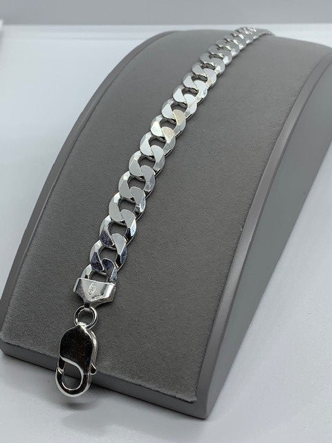 Sterling Silver 10mm Flat Classic Curb Neck Chain (1071)